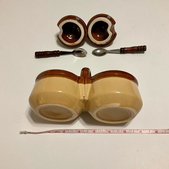 Vintage Double Condiment Jars with Lids and Spoons - Picture 11 of 11
